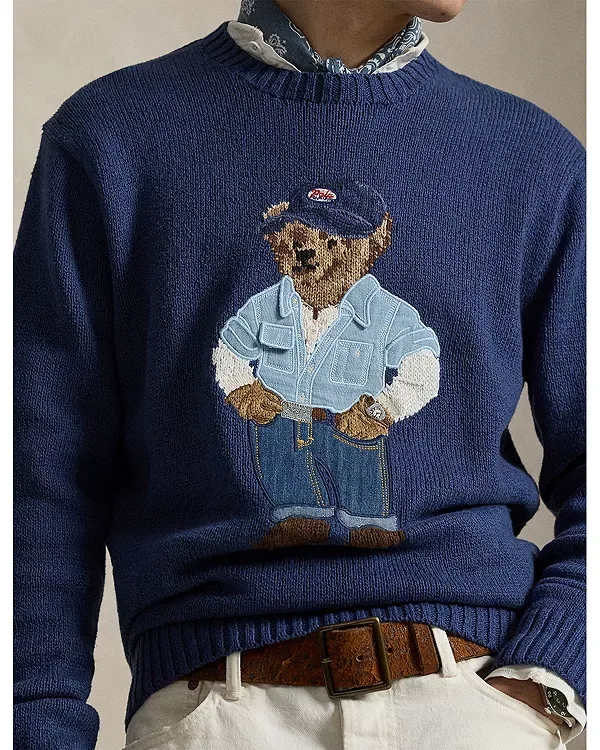 Льняной и хлопковый свитер Polo Bear Polo Ralph Lauren, Navy — фото 4
