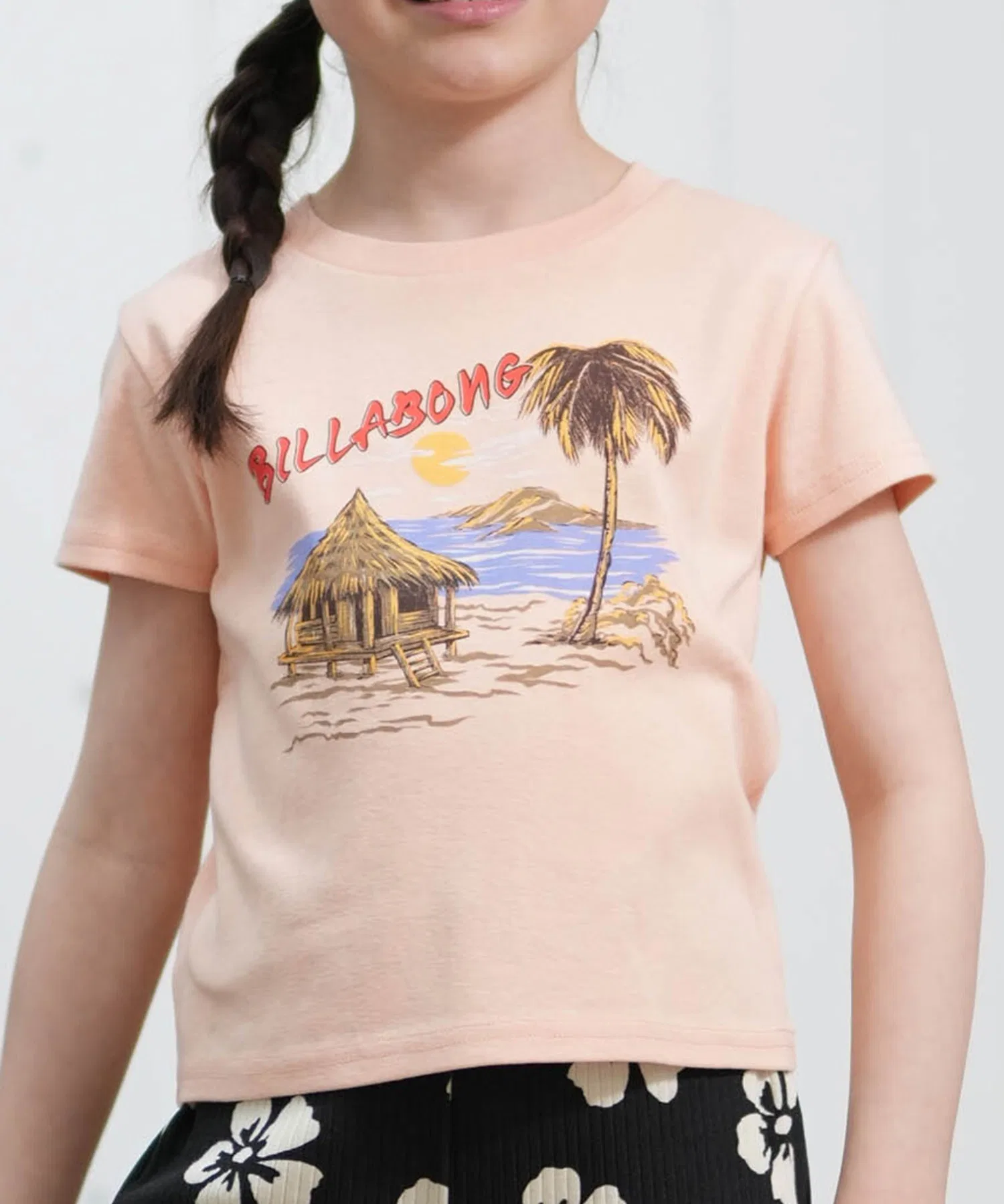 Детская футболка BILLABONG с принтом короткий рукав светло-розовая