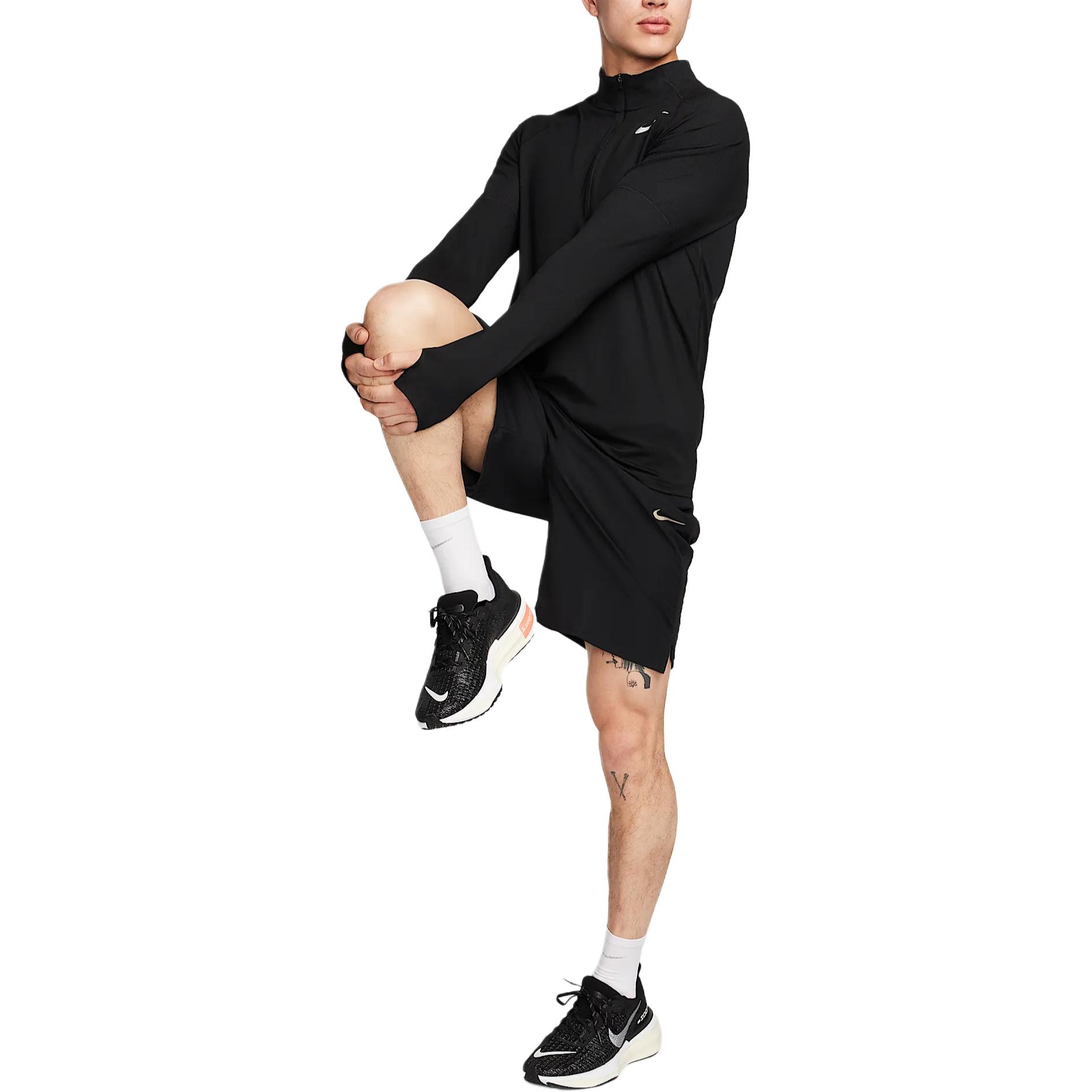 Полузастежка беговая флисовая футболка Asia Sizing Nike, черный — фото 4