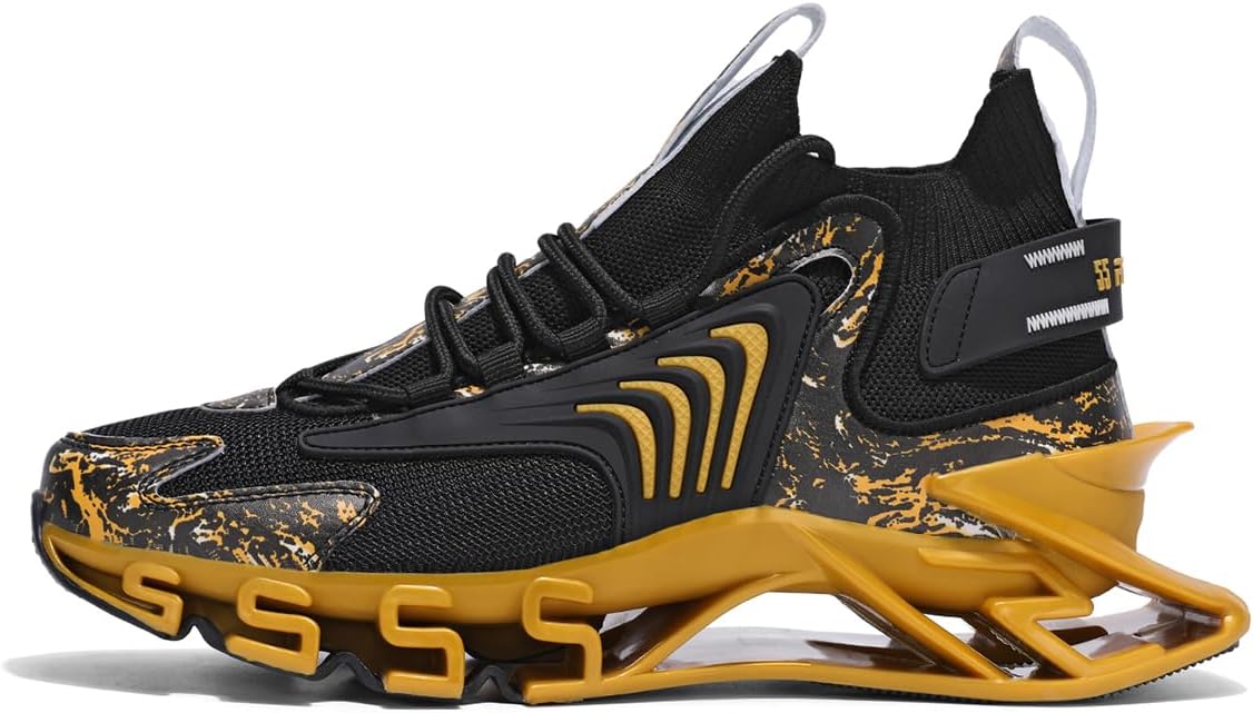 

Мужские кроссовки Blade, дышащие спортивные туфли из сетки с стильным принтом для повседневной носки и спорта Aoplus, желтый