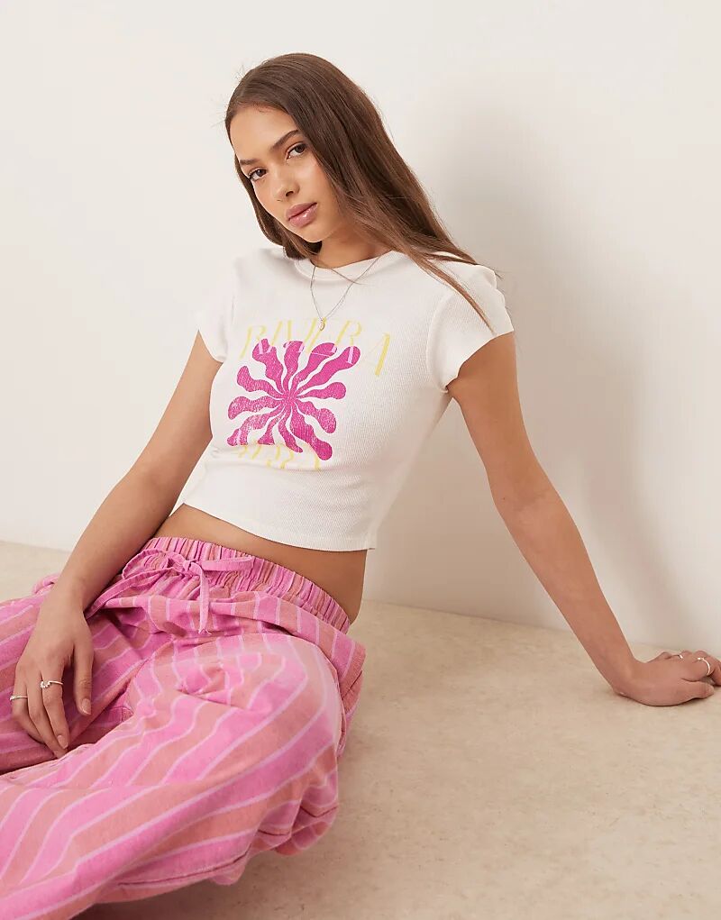 

Детская футболка ASOS DESIGN с принтом фиолетового цветка белого цвета