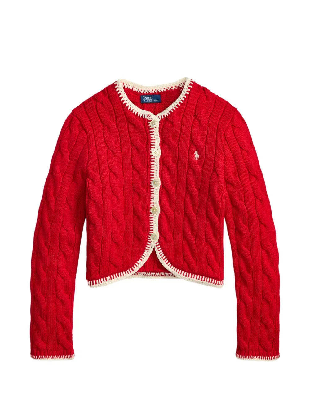 Укороченный кардиган фактурной вязки POLO RALPH LAUREN, красный