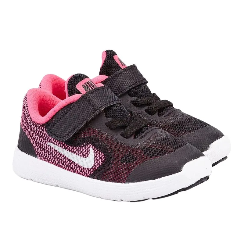 Nike REVOLUTION 3Swoosh дышащие низкие детские кроссовки для малышей, устойчивые к истиранию, черные — фото 4