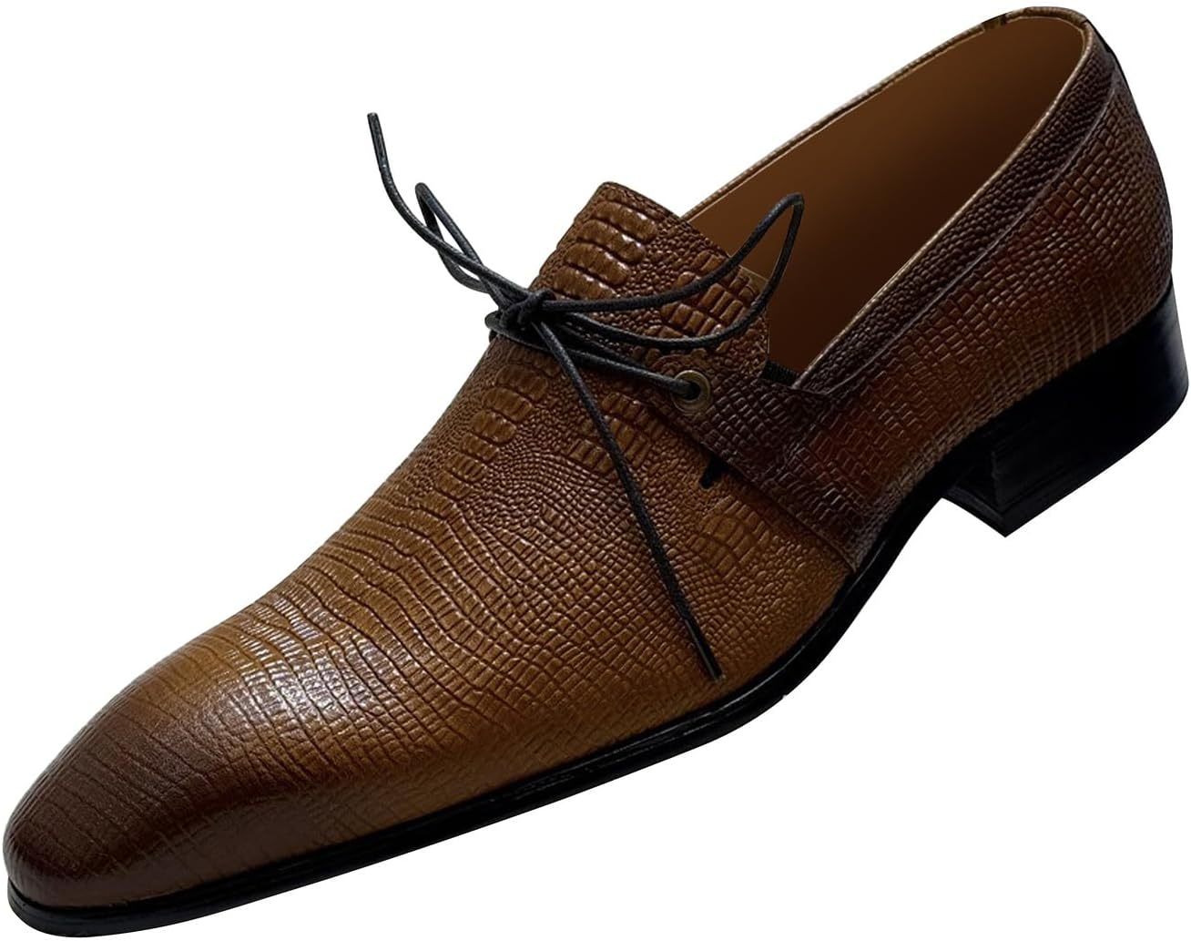 

Мужские классические туфли из крокодиловой кожи Santimon, модные стильные туфли на шнуровке для офиса, свадьбы и бизнеса, коричневый