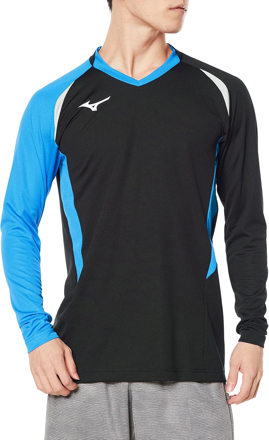 

Волейбольная толстовка Mizuno V2MA2122, игровая толстовка, с длинным рукавом, влагоотводящая, быстросохнущая, доступна в детском варианте, белый/черный/синий