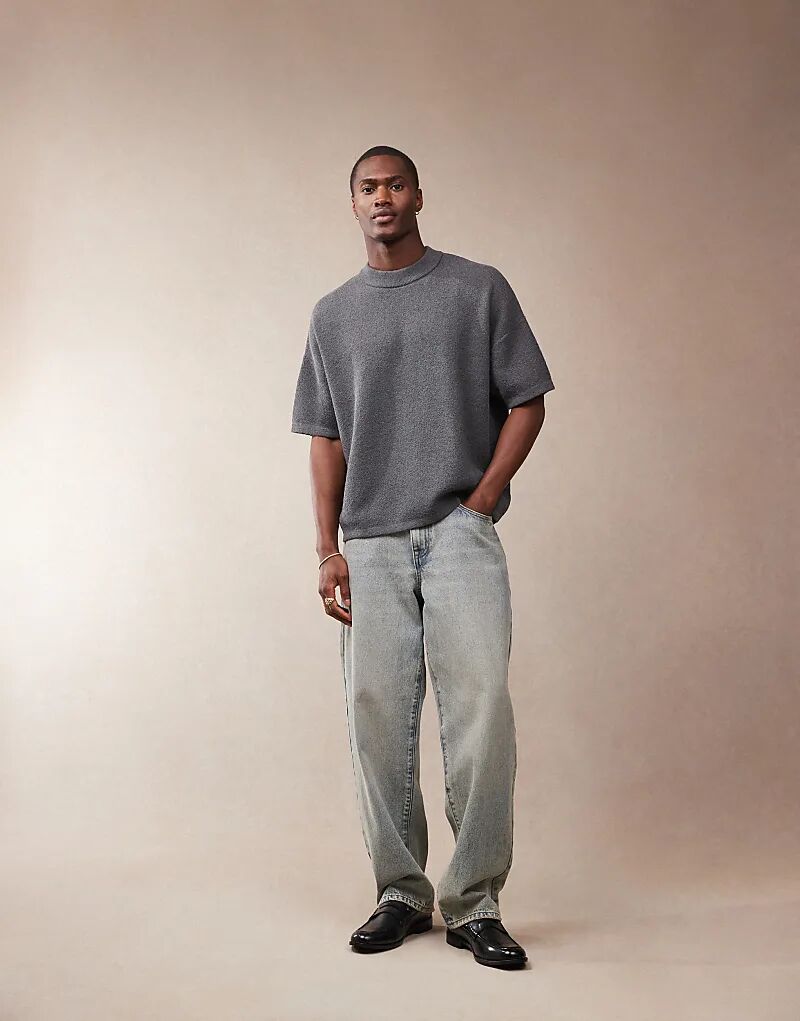 

Футболка свободного кроя ASOS DESIGN из лёгкого фактурного трикотажа угольного цвета