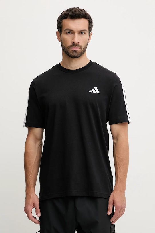 

Хлопковая футболка 3-Stripes Adidas, черный