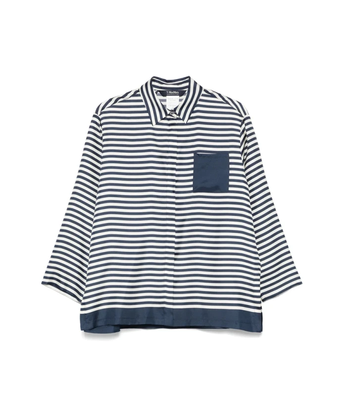 

Рубашка прусского синего цвета с нагрудным карманом Max Mara, синий