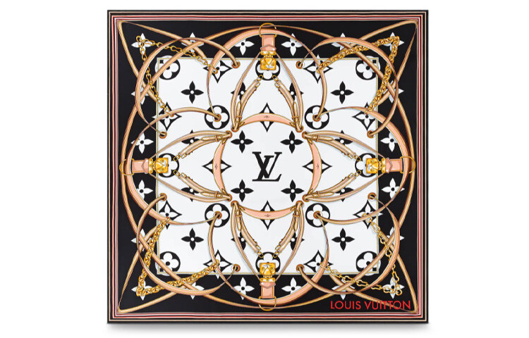 

LOUIS VUITTON Женский шелковый шарф, Black/White