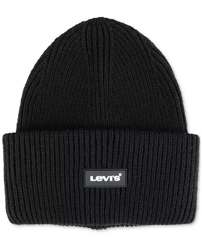 

Мужская шапка-бини с логотипом и тройным закругленным манжетом Levi's, черный
