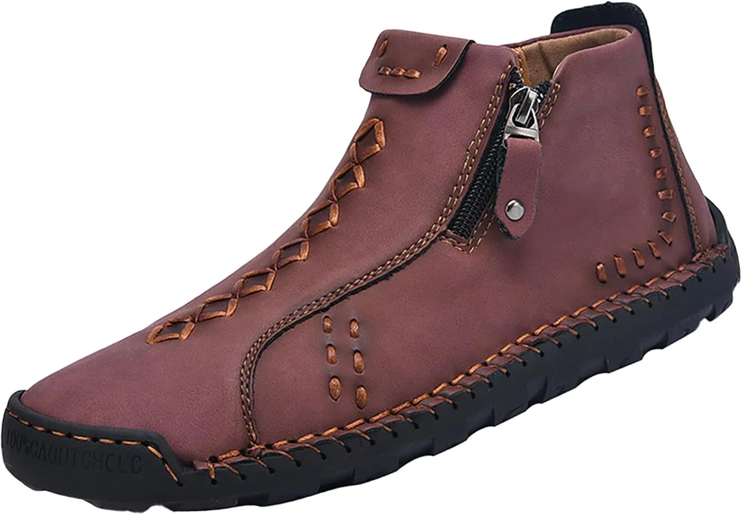 Herren Leder Freizeitschuhe, Лоферы Оксфордские слипоны Schuhe Stiefeletten Handnähte Seitlicher Reißverschluss, Прогулочные кроссовки Wanderschuhe Renaissance Mokassins Mittelalterliche Stiefel Generic, Rot