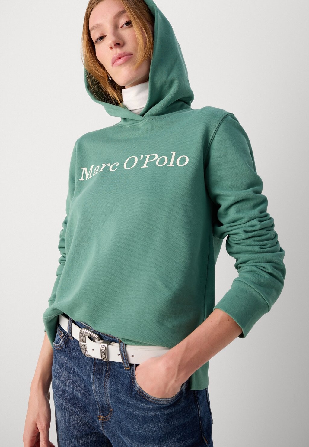 

Толстовка HOODED LOGO PRINT AT CHEST Marc O'Polo, зеленый