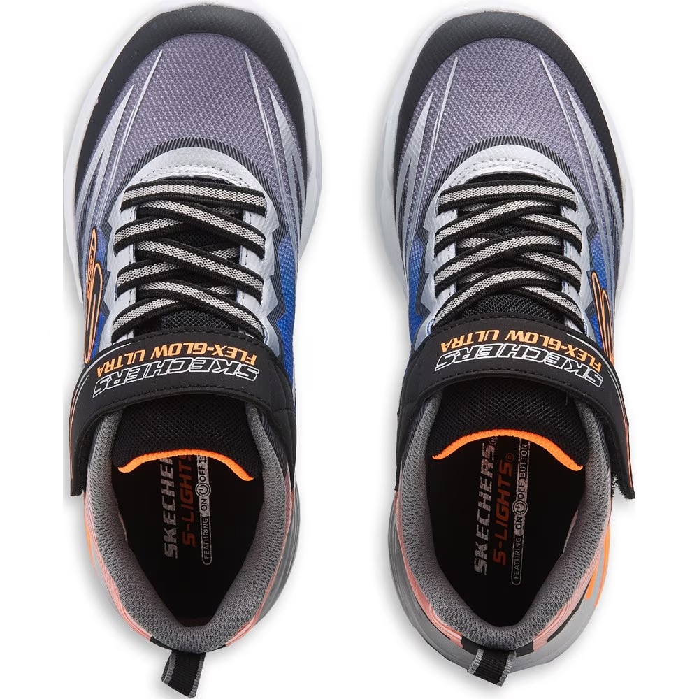 Детские светящиеся кроссовки Flex Glow от Skechers для малышей/подростков, black/silver/blue — фото 3