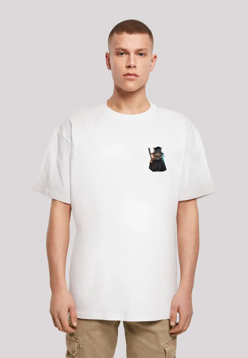 

F4NT4STIC Футболка "Wizard Cat OVERSIZE TEE", принт, белый