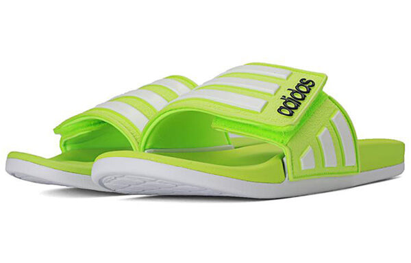 Тапочки neo adilette fluorescent green slippers Adidas, зеленый — фото 2