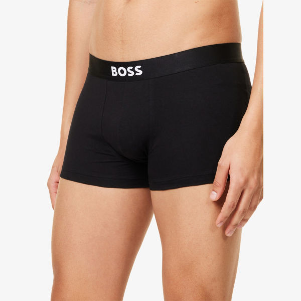 Трусы мужские боксеры Boss one x David Beckham из хлопка с логотипом 3 шт, черный — фото 4