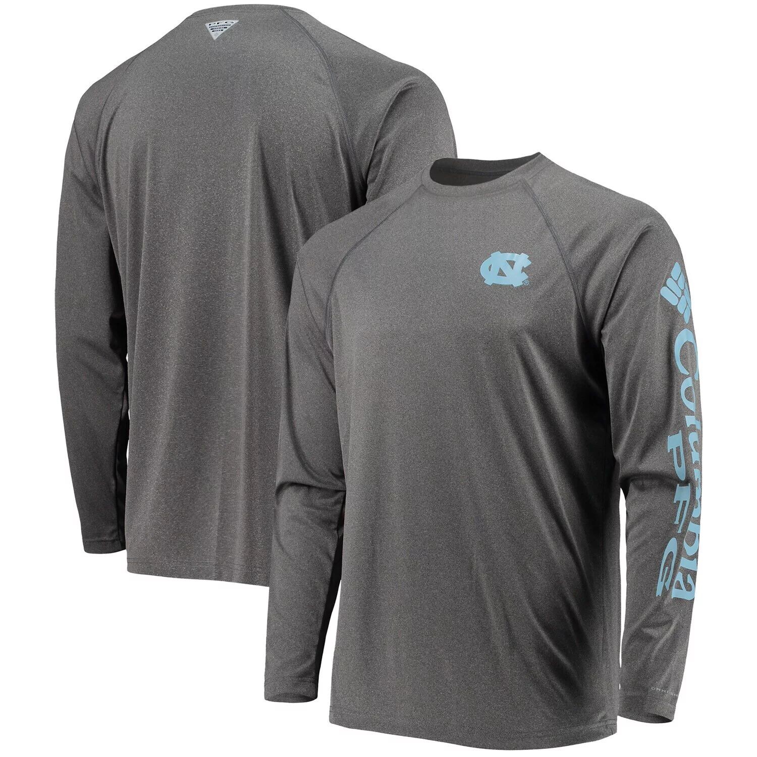 

Мужская футболка Columbia Heathered Charcoal North Carolina Tar Heels PFG Terminal Tackle Raglan Omni-Shade с длинным рукавом