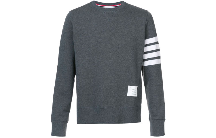 

Классический свитшот с петлевой вязкой и четырьмя полосами THOM BROWNE, серый