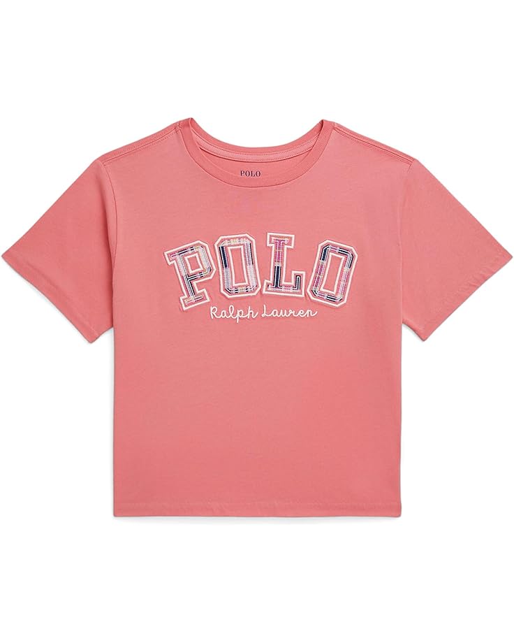 

Футболка Polo Ralph Lauren Kids Logo Cotton Jersey Boxy Tee, цвет Faded Peony