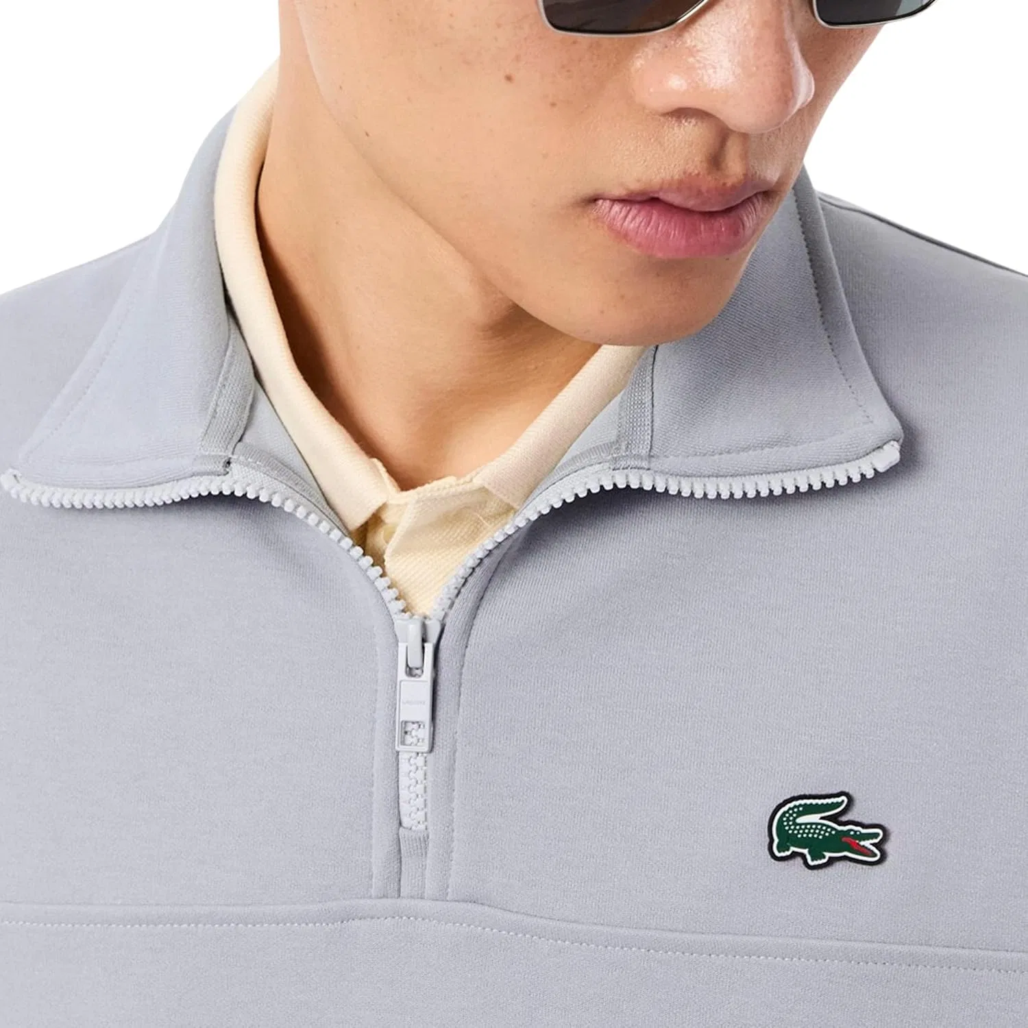 Мужская толстовка Lacoste с застежкой-молнией на воротнике из хлопковой смеси — фото 2