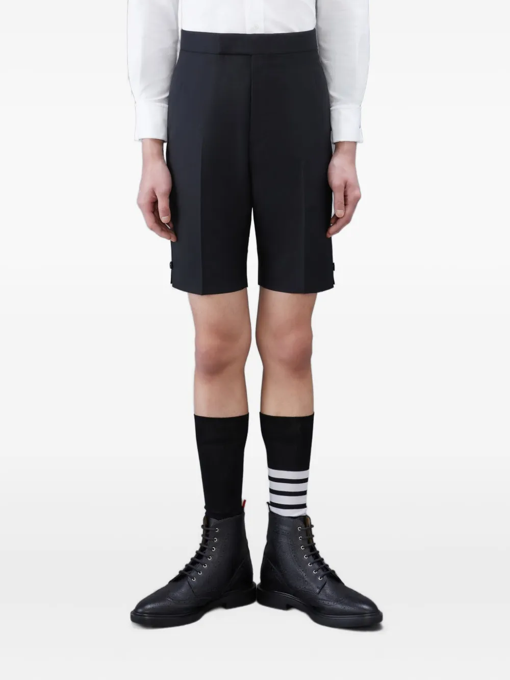 

Шорты из твила с застежкой на спине THOM BROWNE, черный