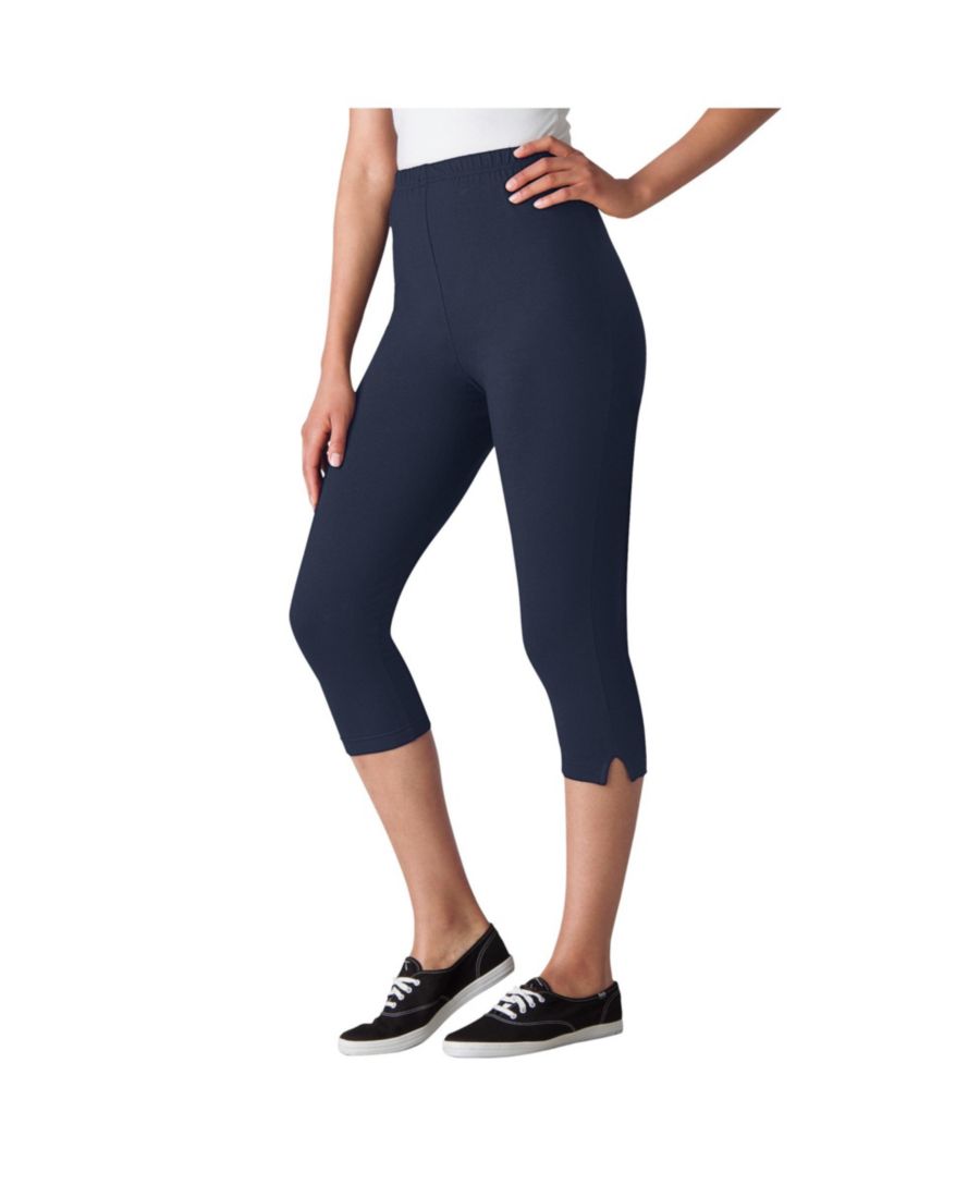 

Леггинсы-капри из эластичного хлопкового трикотажа больших размеров Woman Within, Navy