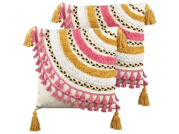 

Подушка Beliani 2 шт JAMMU, 45x45x45 см цвет schwarz/multicolor/pink/weiß/gelb