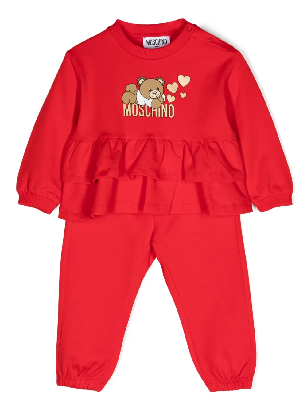 

Комплект из топа и брюк с логотипом Moschino Kids, красный