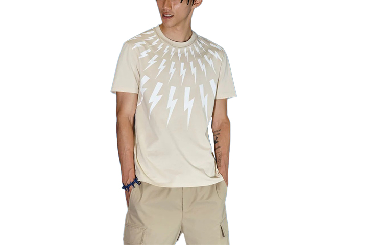 

Neil Barrett Футболка мужская светло-бежевая, Бежевый, Neil Barrett Футболка мужская светло-бежевая