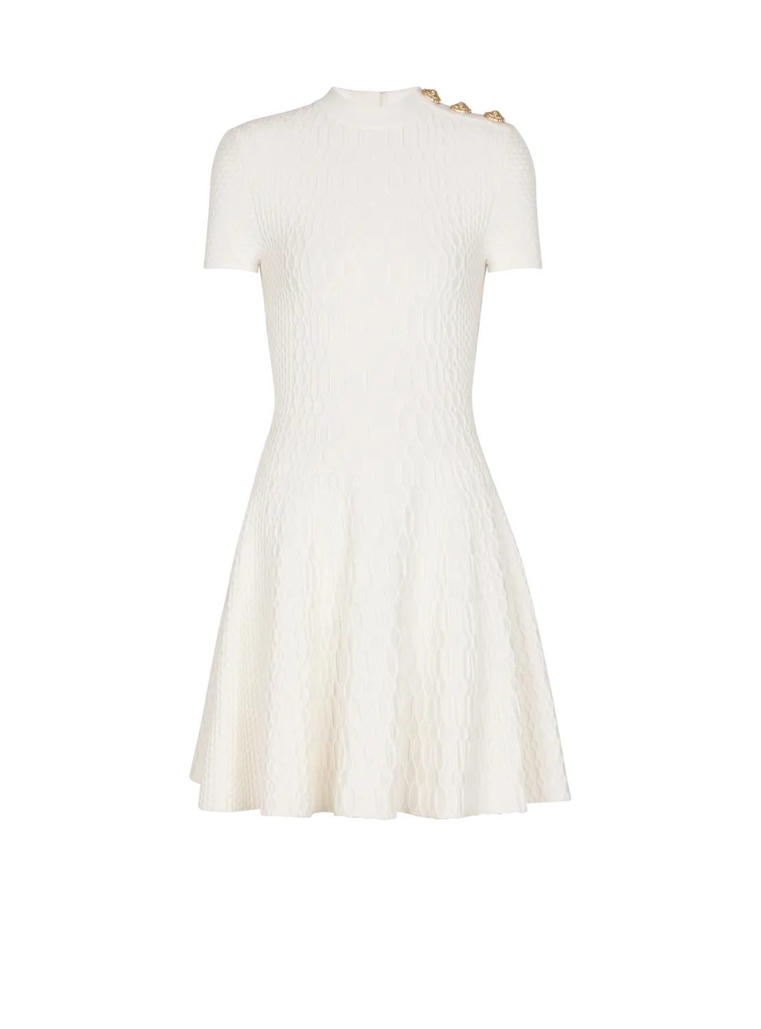 

Расклешенное платье из трикотажа с узором "крокодил" Balmain, белый