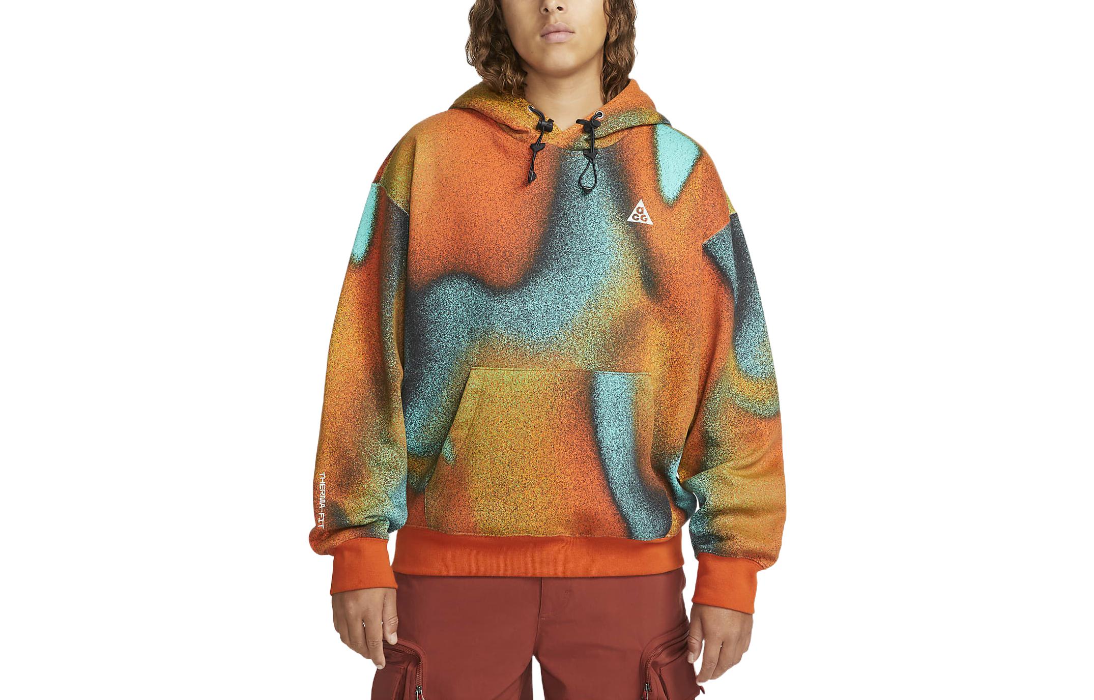 Унисекс толстовка ACG THERMA-FIT Nike оранжево-зеленая — фото 4