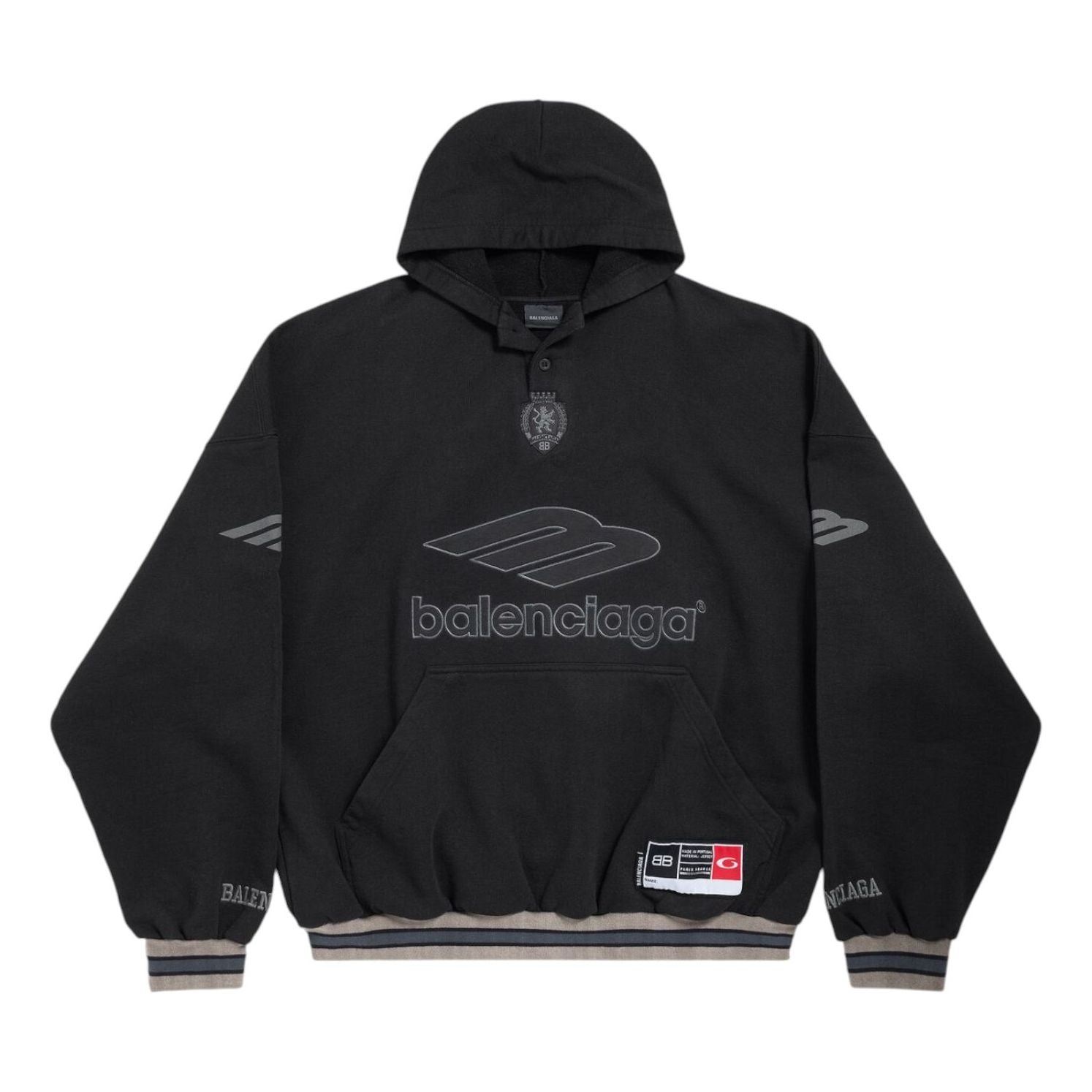 

Толстовка-поло Balenciaga 3B Football Polo Hoodie, цвет «Черный антрацит»