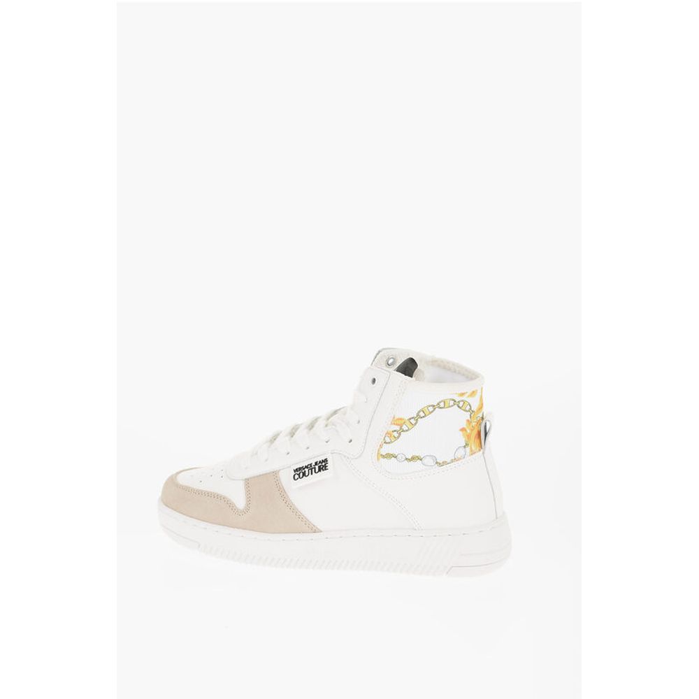 JEANS COUTURE Высокие кеды MEYSSA из кожи и ткани с Versace, White — фото 3