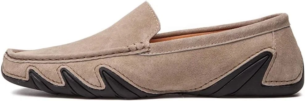 Лоферы классические Men Penny Loafers Classic Rubber Sole Boat Shoes Moccasins, хаки TEDALIHAO — фото 2