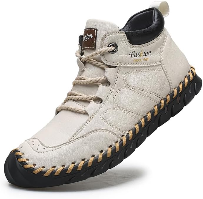 

Мужские повседневные ботинки Asifn, легкие, противоскользящие, дышащие, для ходьбы и вождения, винтажные высокие ботинки на плоской подошве, белый