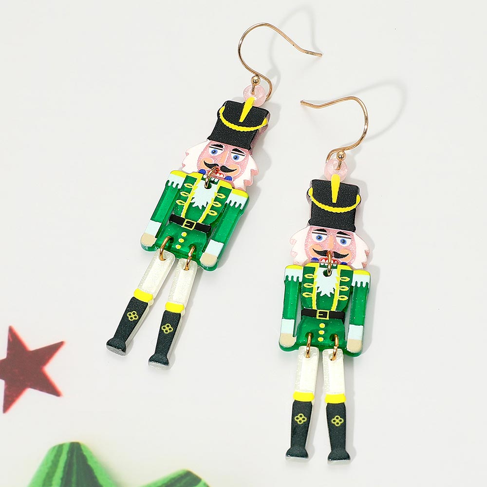

Серьги-подвески «Рождественский солдат» в форме Щелкунчика Fashnzfab, зеленый