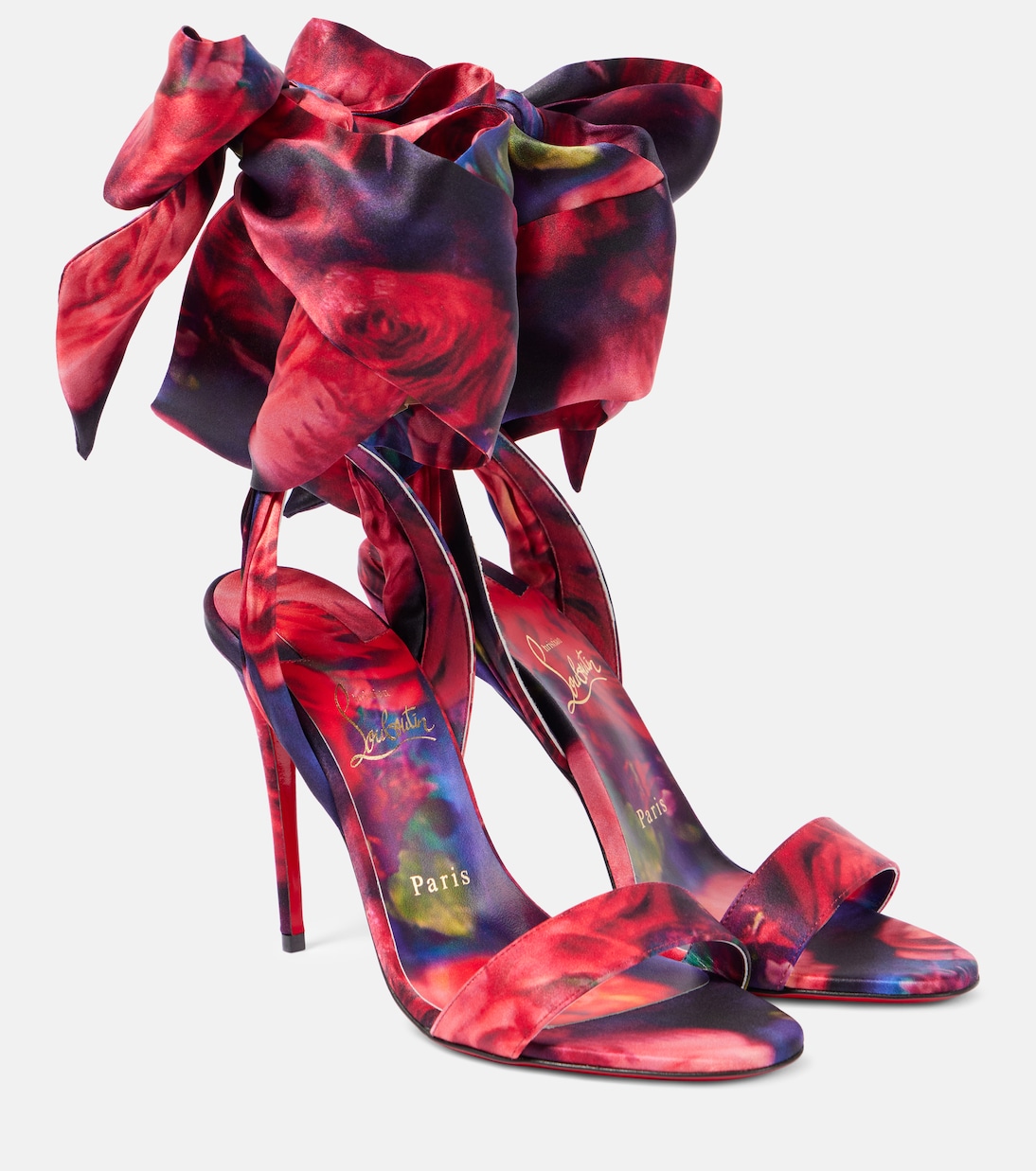 Сандалии Du Désert 100 из сатинового крепа Christian Louboutin, разноцветный