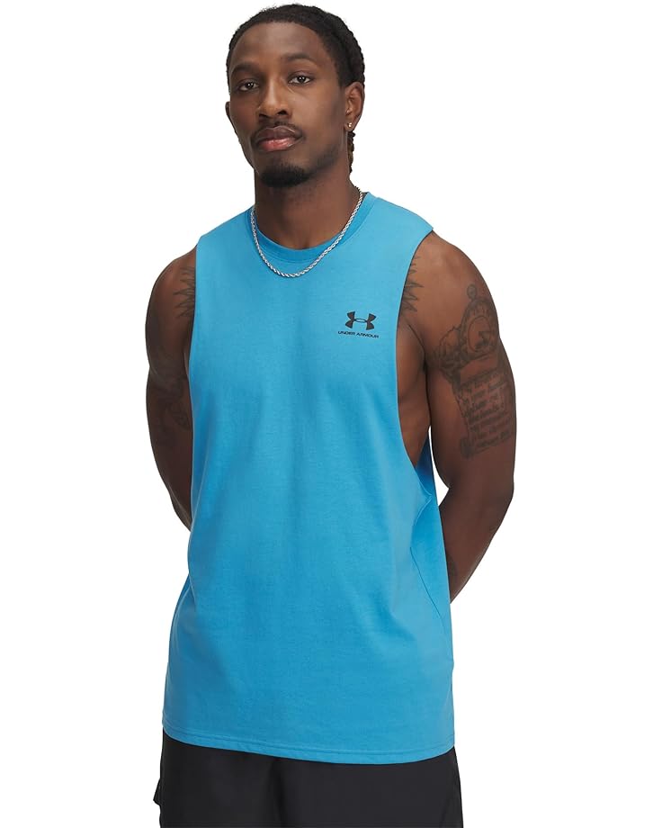 

Топ Under Armour Left Chest Cutoff Tank, цвет Ether Blue/Black