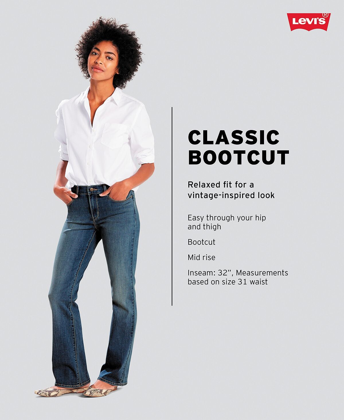 Женские повседневные классические джинсы Bootcut со средней посадкой Levi's — фото 4