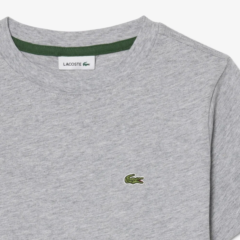 Детская базовая хлопковая футболка Lacoste, меланж серый — фото 4
