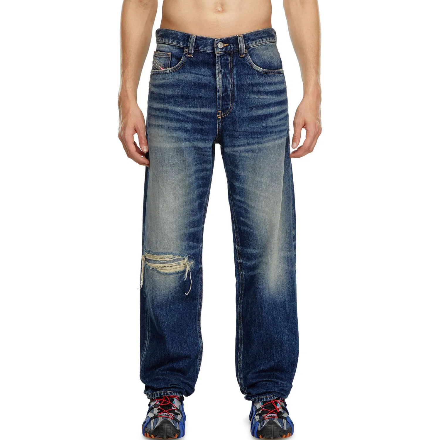 Джинсы прямого кроя DIESEL 2010 D Macs Distressed темно-синие — фото 4