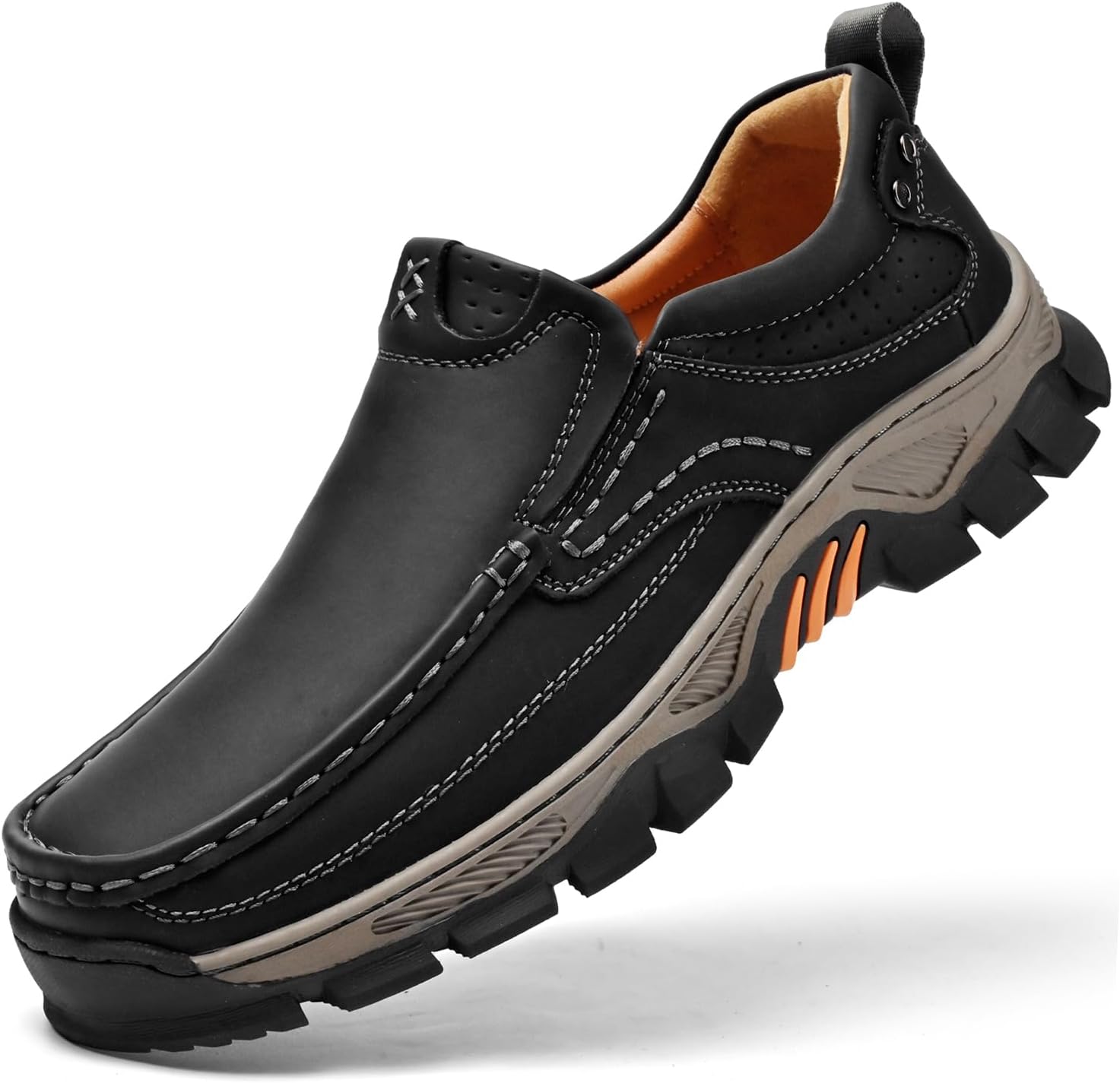 

Мужские слипоны-лоферы Комфортные кожаные повседневные туфли для работы, офиса и прогулок на открытом воздухе Vcmoon, черный