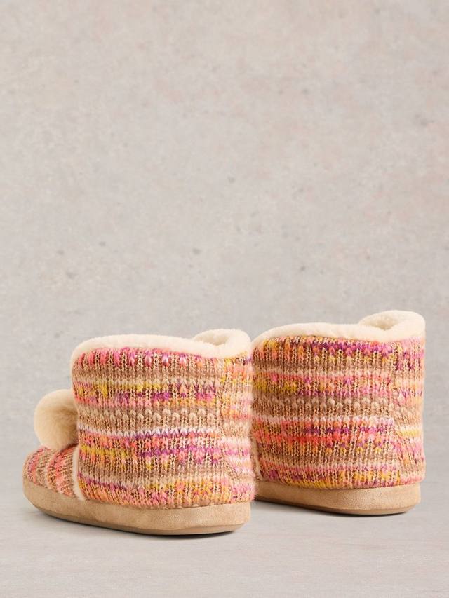 Вязаные тапочки на подкладке из искусственного меха White Stuff, цвет Camel/Multi — фото 3