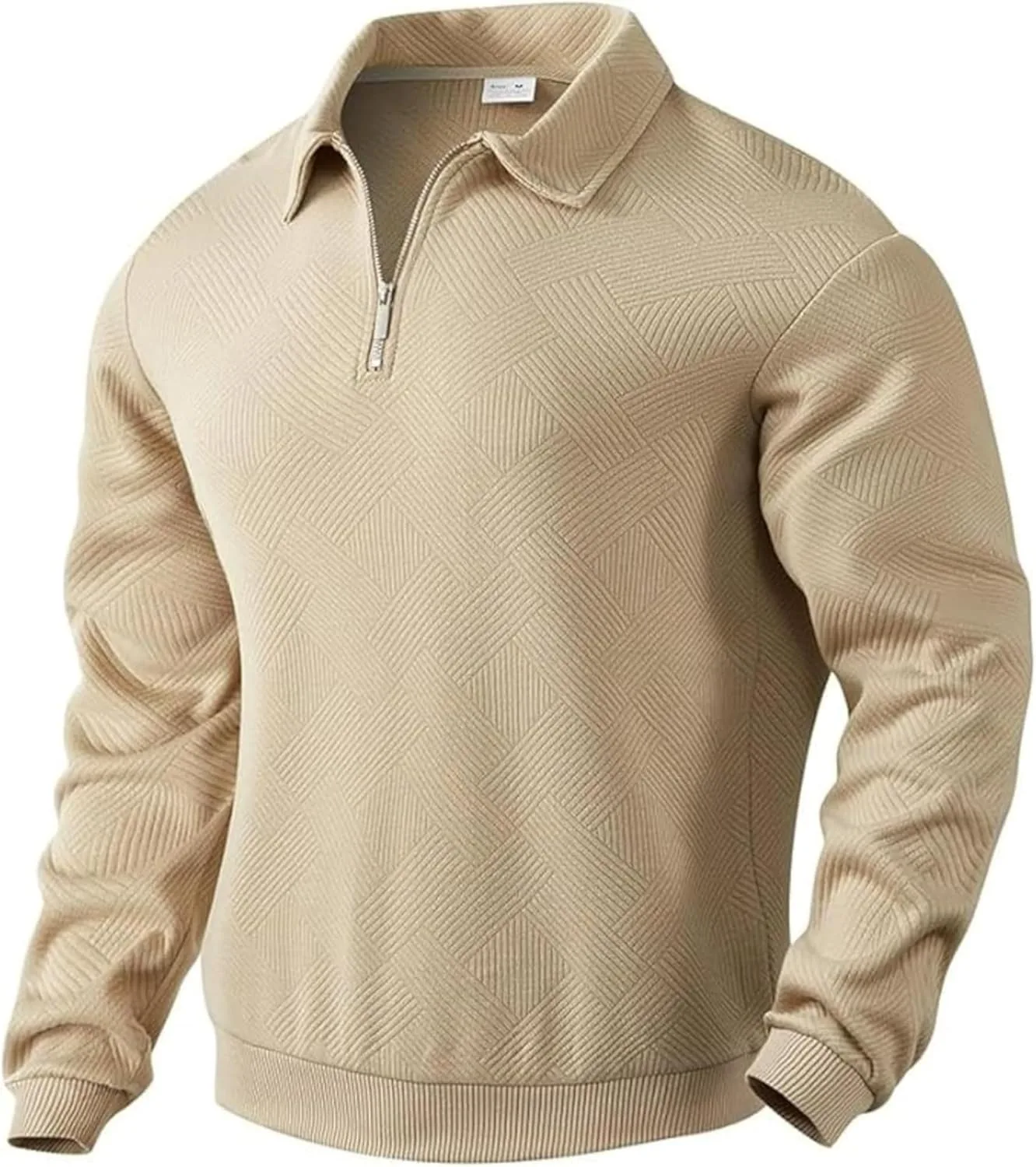 

Мужской свитер с воротником-стойкой и молнией на четверть, облегченный