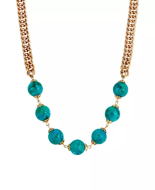 

Ожерелье из круглых бусин золотистого тона 2028, green