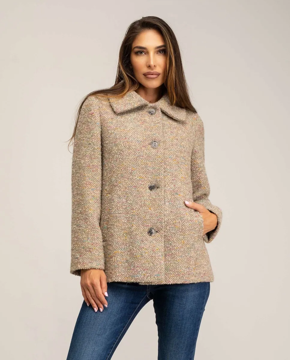 

Женское пальто с большим отложным воротником Fsh, бежевый