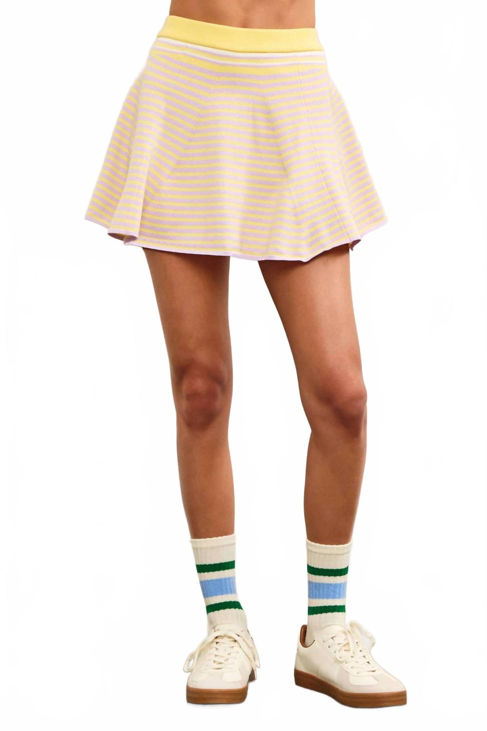 

Эмили Полосатая Флисовая Юбка-шорты В Лимонно-Фиолетовую Полоску Mustard Seed