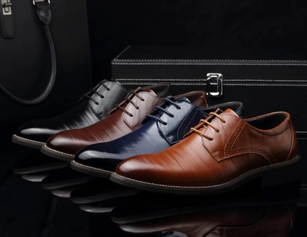 ZHOUYF Мужская обувь Oxford Fashion Classic Шнуровка Ретро-кожаные туфли с заостренным носком Повседневная обувь для уличного отдыха Официальная обувь Дышащие противоскользящие свадебные туфли для мужчин, желтый — фото 4