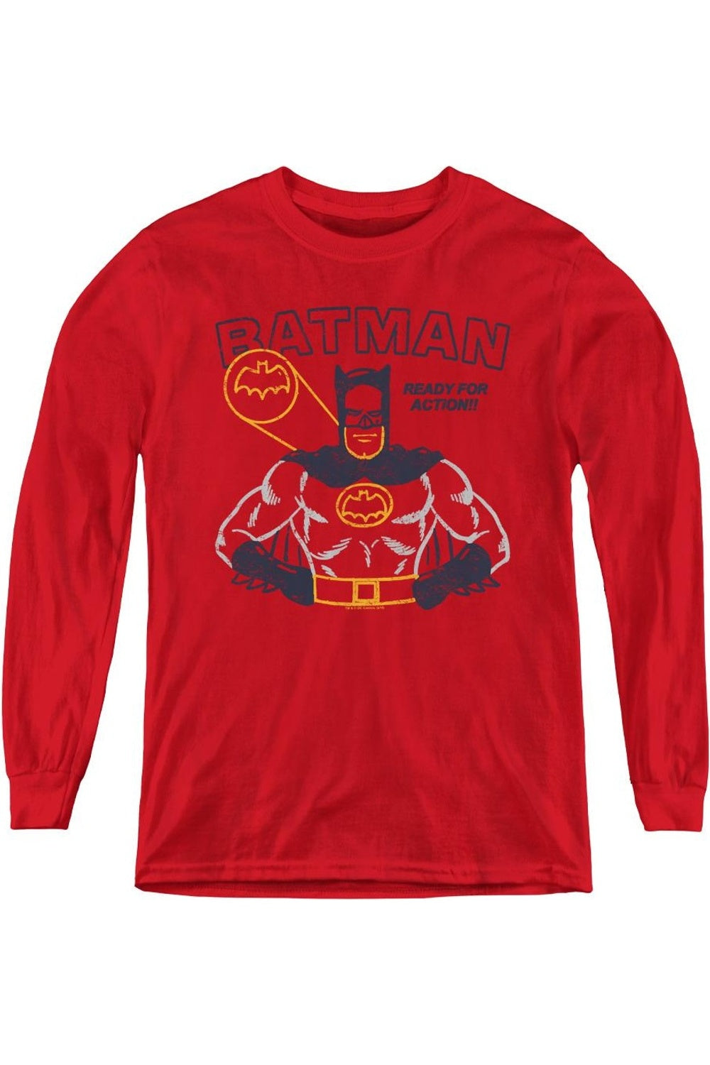 

Футболка с длинным рукавом для детей "Batman в действии" Gildan, красный