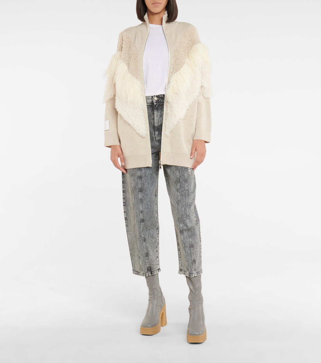 Джинсы с высокой посадкой и широкими штанинами Stella McCartney, Galaxy Grey — фото 2